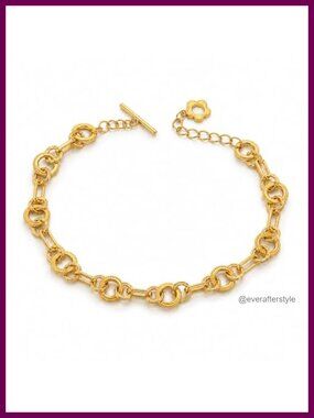 MINARIA 24K Gold Plated Mixed-Link Chain Bracelet for Women